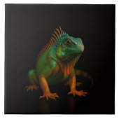 Black 4 Luxe Tile with Green Iguana Tegeltje (Voorkant)