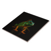 Black 4 Luxe Tile with Green Iguana Tegeltje (Zijkant)