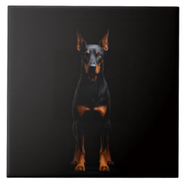 Black 4 Luxe Tile with Guardian Doberman Tegeltje
