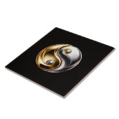 Black 4 Luxe Tile with Harmony Yin Yang Symbol Tegeltje (Zijkant)