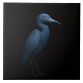 Black 4 Luxe Tile with Little Blue Heron Tegeltje