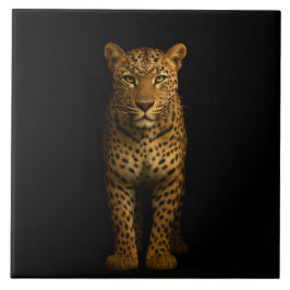 Black 4 Luxe Tile with Majestic Leopard Tegeltje