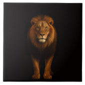 Black 4 Luxe Tile with Majestic Lion Tegeltje (Voorkant)