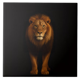 Black 4 Luxe Tile with Majestic Lion Tegeltje