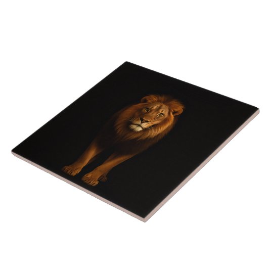 Black 4 Luxe Tile with Majestic Lion Tegeltje (Zijkant)