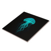 Black 4 Luxe Tile with Neon Green Jellyfish Tegeltje (Zijkant)