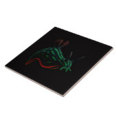 Black 4 Luxe Tile with Neon Green Sea Slug Tegeltje (Zijkant)