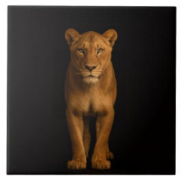 Black 4 Luxe Tile with Noble Lioness Tegeltje