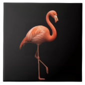 Black 4 Luxe Tile with Pink Flamingo Tropical Bird Tegeltje (Voorkant)
