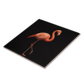 Black 4 Luxe Tile with Pink Flamingo Tropical Bird Tegeltje (Zijkant)