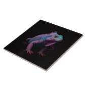 Black 4 Luxe Tile with Pink Tropical Iguana Tegeltje (Zijkant)