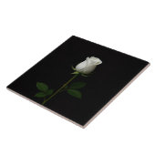 Black 4 Luxe Tile with Pure White Rose Tegeltje (Zijkant)
