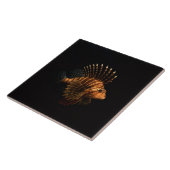 Black 4 Luxe Tile with Red Lionfish Tegeltje (Zijkant)