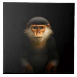 Black 4 Luxe Tile with Red Shanked Douc Langur Tegeltje