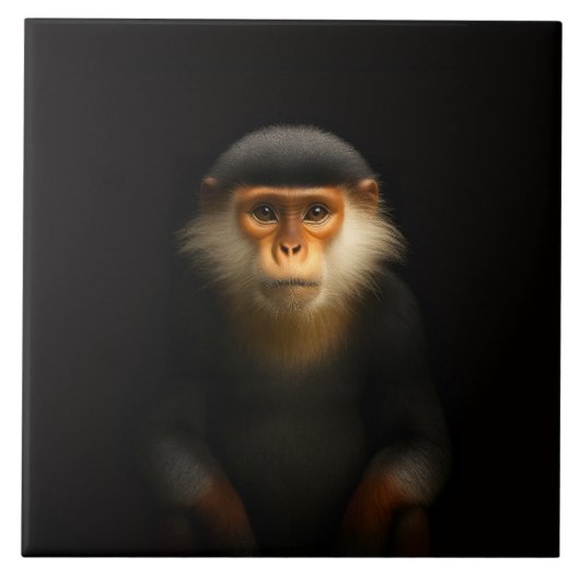 Black 4 Luxe Tile with Red Shanked Douc Langur Tegeltje (Voorkant)