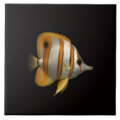 Black 4 Luxe Tile with Reef Butterflyfish Tegeltje (Voorkant)