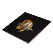 Black 4 Luxe Tile with Reef Butterflyfish Tegeltje (Zijkant)