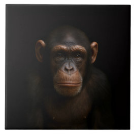 Black 4 Luxe Tile with Serene Chimpanzee Tegeltje