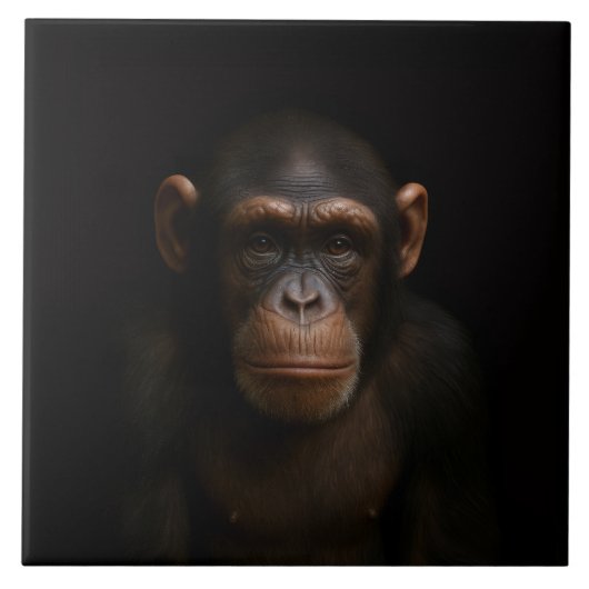 Black 4 Luxe Tile with Serene Chimpanzee Tegeltje (Voorkant)