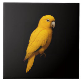 Black 4 Luxe Tile with Tropical Golden Parakeet Tegeltje