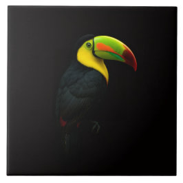 Black 4 Luxe Tile with tropical Keel Billed Tucan Tegeltje
