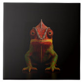 Black 4 Luxe Tile with tropical Panther Chameleon Tegeltje (Voorkant)