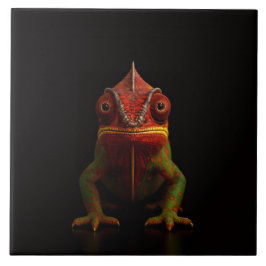 Black 4 Luxe Tile with tropical Panther Chameleon Tegeltje