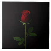 Black 4 Luxe Tile with Velvet Red Rose Tegeltje (Voorkant)