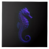 Black 4 Luxe Tile with Violet Blue Seahorse Tegeltje (Voorkant)