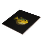 Black 4 Luxe Tile with Yellow Putterfish Tegeltje (Zijkant)