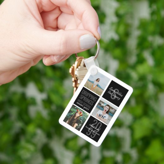 Black 4-Photo Fun Boxes Class Year Sleutelhanger (Hand)