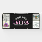 Black 4 Photo Modern White Text Tattoo Shop Banner (Horizontaal)