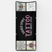 Black 4 Photo Modern White Text Tattoo Shop Banner (Verticaal)