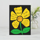 Black 50th Birthday Gold Doodle Flower  Kaart (Staand voorkant)