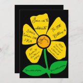 Black 50th Birthday Gold Doodle Flower  Kaart (Voorkant / Achterkant)