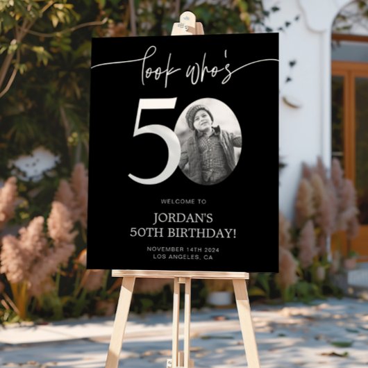 Black 50th Birthday Welcome Sign | Kijk eens wie 5 Perfect Poster