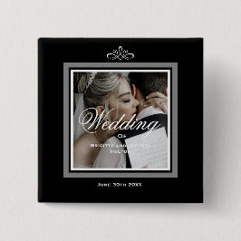 Black 50th bruiloft-knop vierkante button 5,1 cm