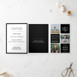 Black 5-Photo Fun Boxes Afstuderen Drieluik Uitnodiging