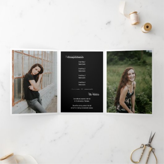 Black 5-Photo Fun Boxes Afstuderen Drieluik Uitnodiging (Binnen)