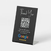 Black 5 Star Review Business Review QR Code Reclamebord Met Voetstuk (Voorkant)