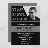 Black 65th Birthday Uitnodigingen Het Man De Legen (Voorkant / Achterkant)