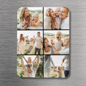 Black 6 Photo Collage Custom Modern Simple  Magneet