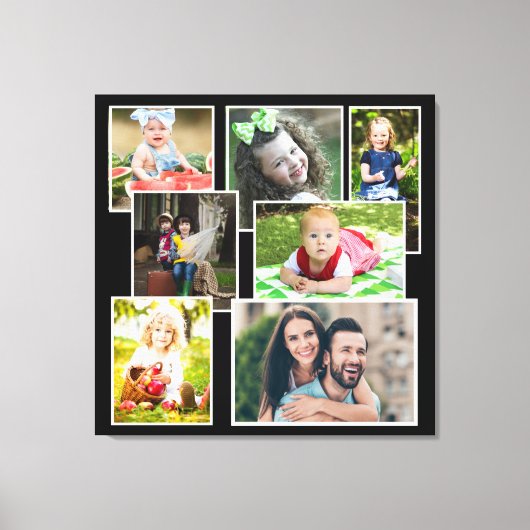 Black 7 Family Photo Collage Keepomwille Canvas Afdruk (Voorkant)