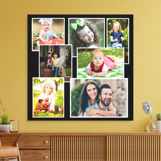 Black 7 Family Photo Collage Keepomwille Canvas Afdruk (Insitu (Woonkamer))