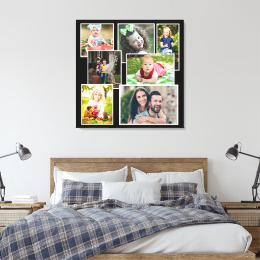 Black 7 Family Photo Collage Keepomwille Canvas Afdruk (Insitu (Slaapkamer))