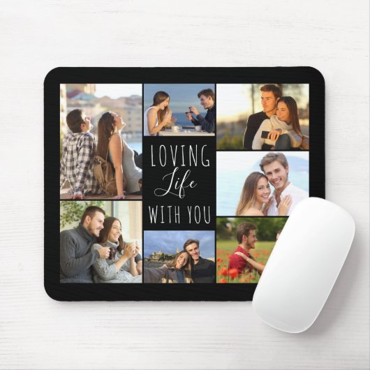 Black 7 Photo Collage | Leven met jou houden Muismat (Met muis)