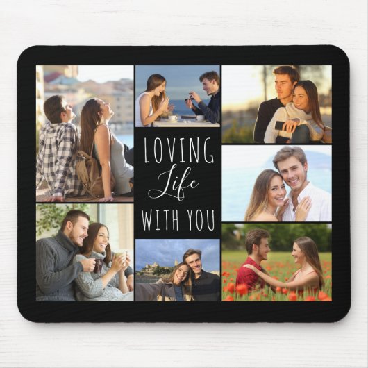 Black 7 Photo Collage | Leven met jou houden Muismat (Voorkant)