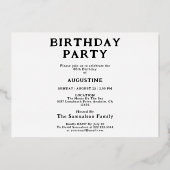 Black 80th Birthday  Gold Folie Uitnodiging (Achterkant)