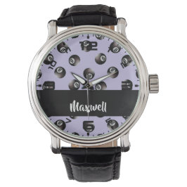 Black 8 ball pattern horloge