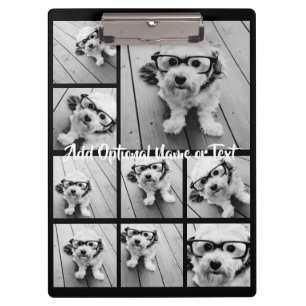 Black 9 Photo Square Collage - met script wit Klembord